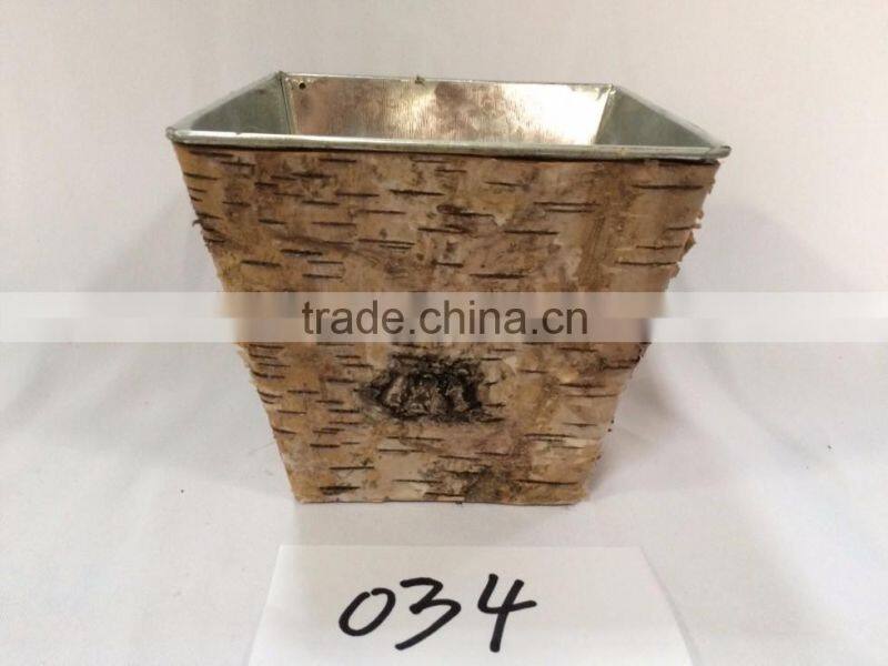 vintage antique aged look multi-functional metal flower pots planter with tree bark