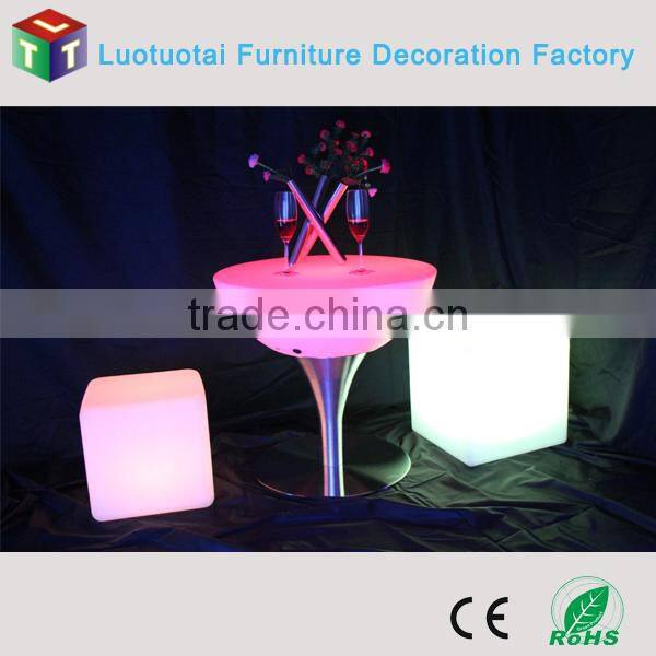 rechargeable battery operated illuminated round led tea/coffee/cocktail table
