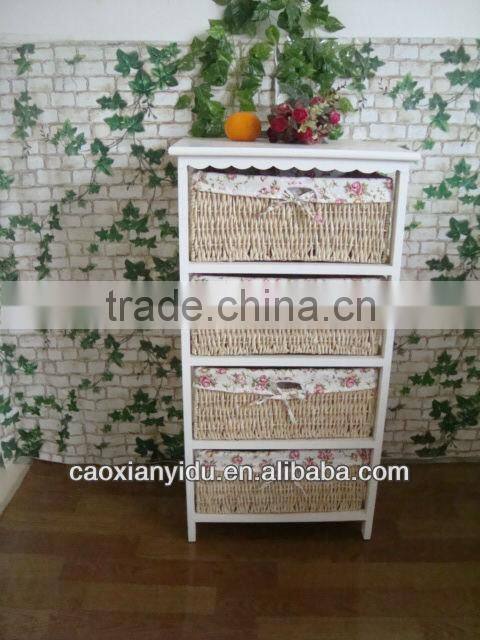 Solid Wood Straw Cabinet Storage Cabinet Storage