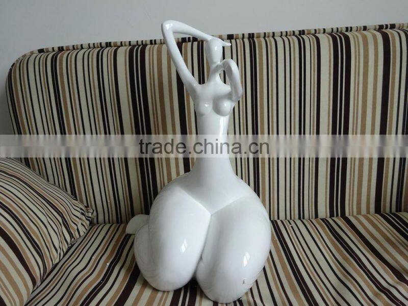 Abstract Modern Style White Fiberglass/Resin Nude Fat Woman