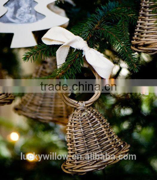 Manufacturer wholesaler Christmas wicker rattan bell decoration