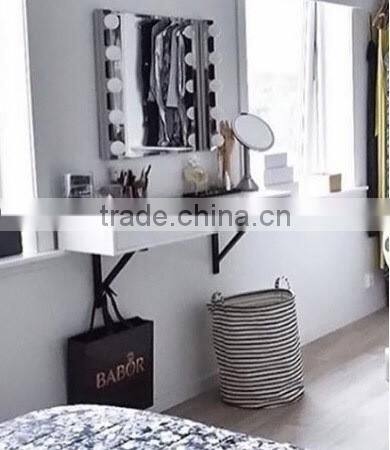 MDF wood floating shelf with glossy finished wood furniture wall mounted shelf with double drawer