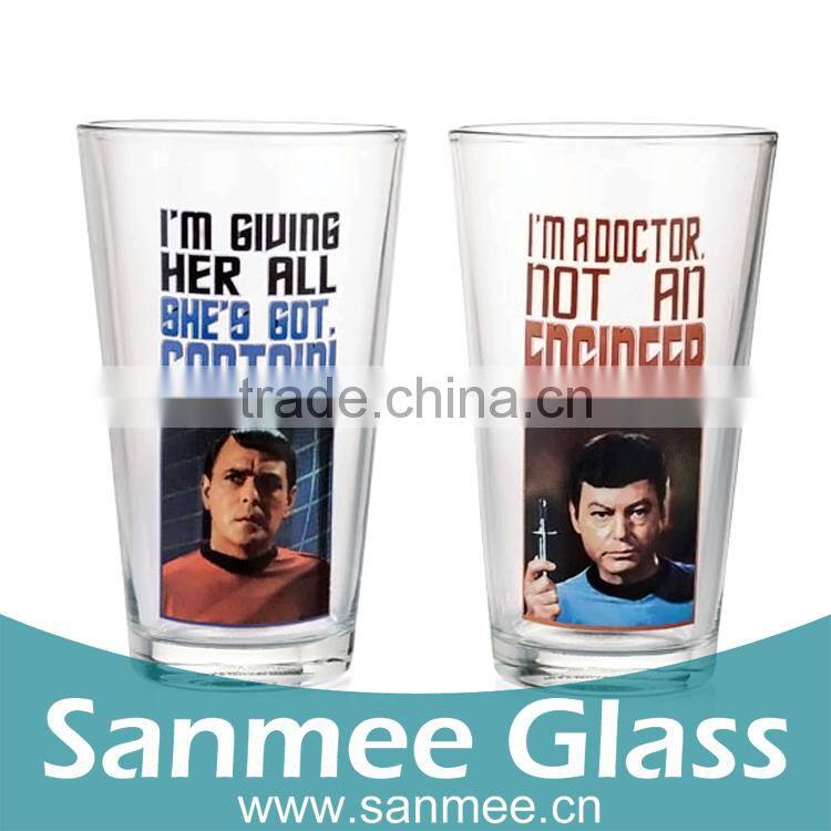 Wholesale Gift Glass Set Logo Decal Star Trek Pint Glasses