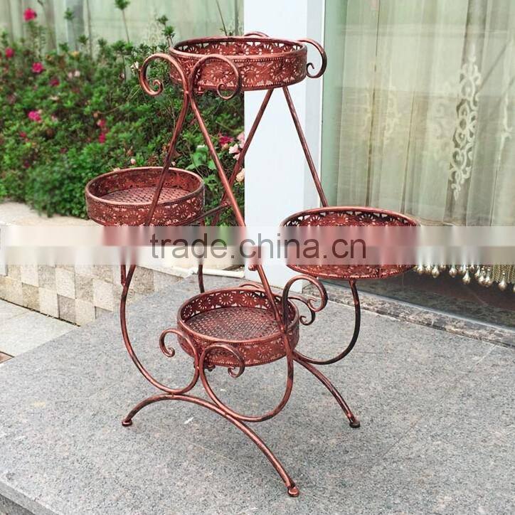 2016 custom outdoor decorative wrought iron flower pot stand