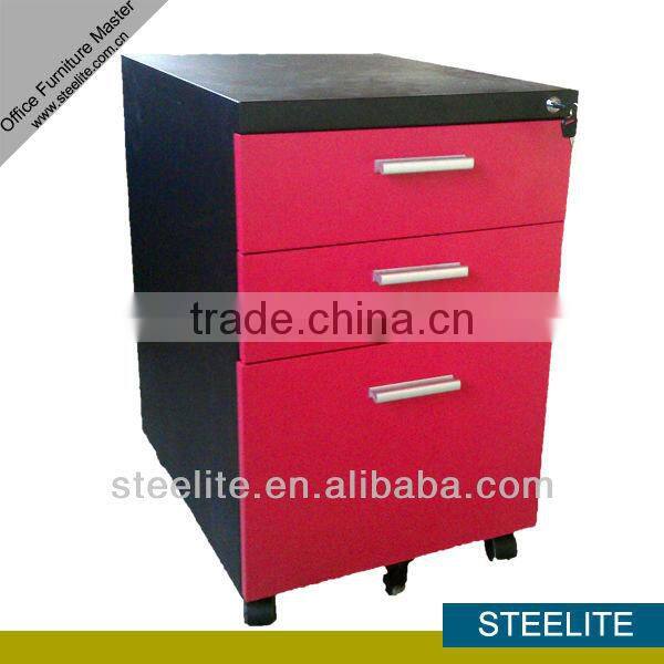 BL-03 Color steel mobile drawer cabinet with three file drawer