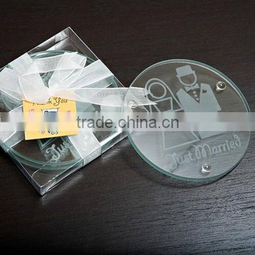 2016 hot sale wedding glass cup coaster