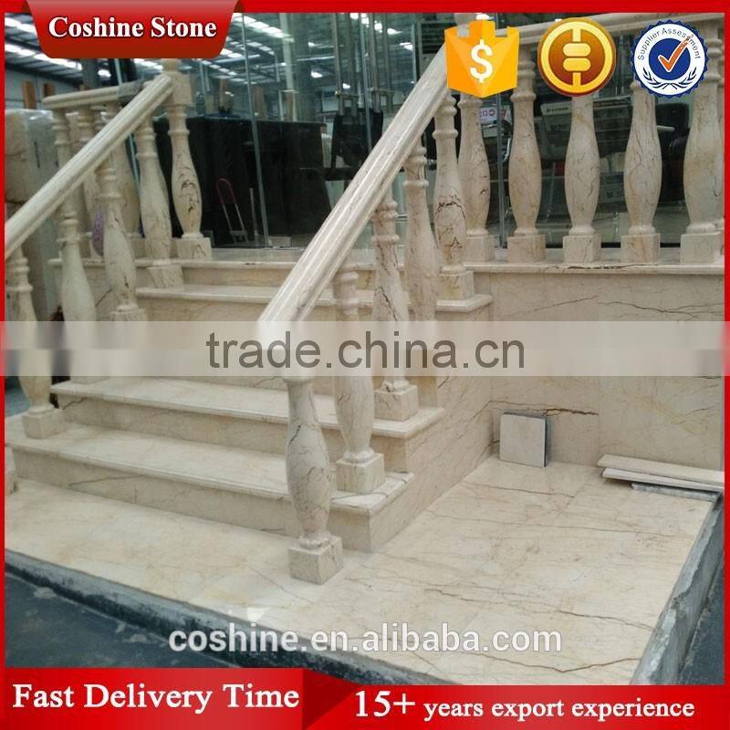 Popular fashion polished natural stone sofita beige marble staircase