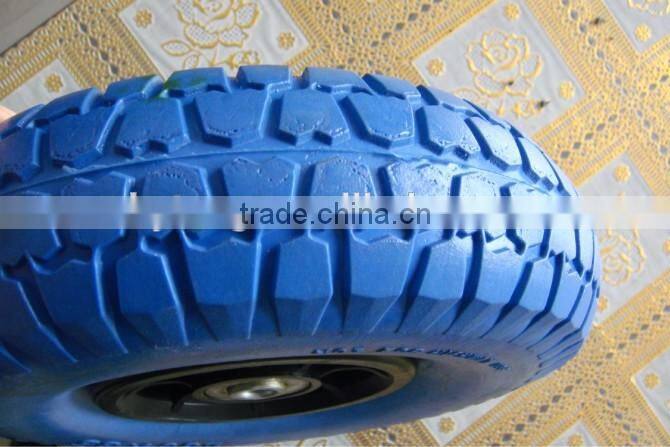 Solid PU foam wheel 3.00-4, PU solid wheel barrow tire 300-4 with plastic rim