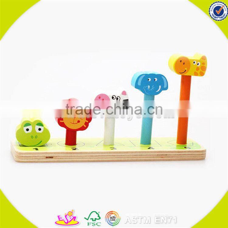 wholesale kids wooden animals blocks stacking game cheap wooden animals blocks stacking toy popular baby toy W13D113