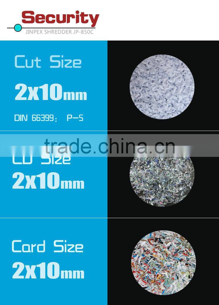 JP-850C Micro Cut paper shredder machine cut size 2*10mm 17 sheets capacity