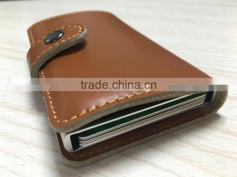 Multi Function Genuine leather/PU Leather & Aluminum Credit Card Holder Slim Metal RFID Protector Wallet
