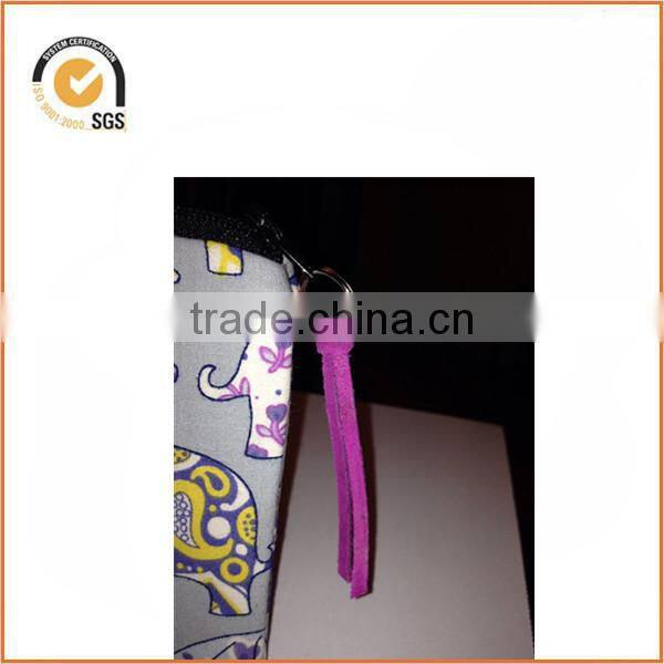 Canvas Pencil Case Zipper Pouch - Lime Green with Brown Flowers, Lime Green Zipper By Chiqun Dongguan CQ-H01085