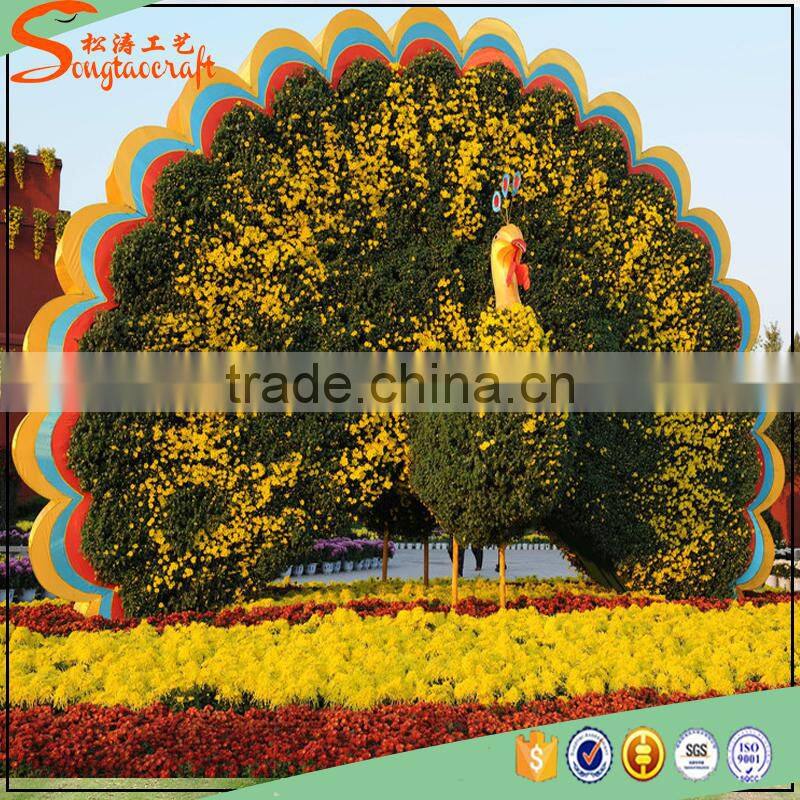 songtao high quality artificial peacock artificial animal topiary sculpture for garden decoration