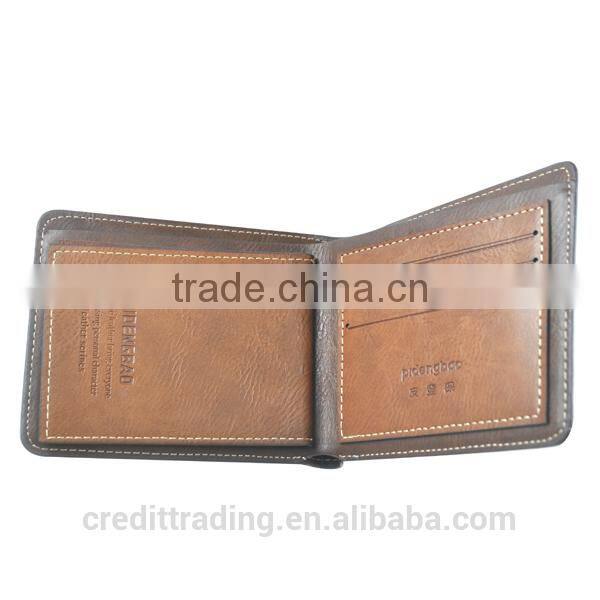 2015 most popular zipper coin pocket mens leather wallet