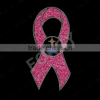 Breast Cancer ribbon glitter rhinestone transfer