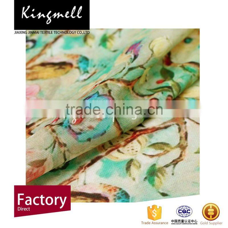 Custom digital printed silk linen blend fabric for garment/dress