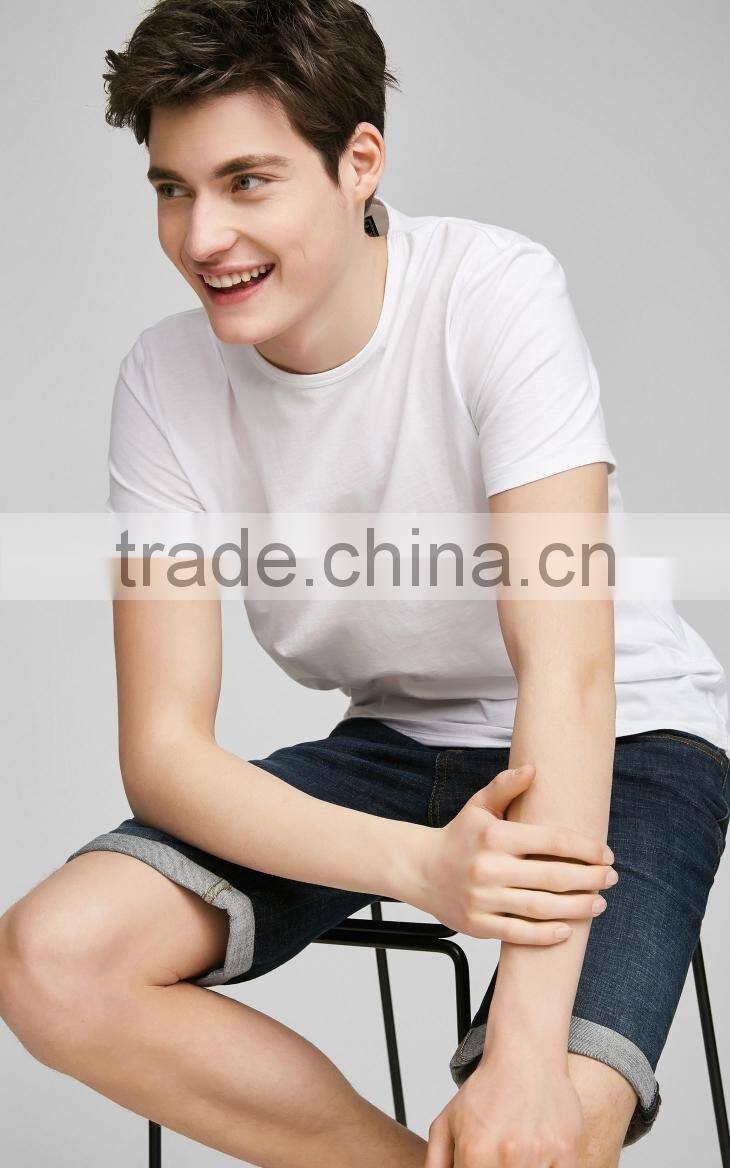 100% cotton plain round neck slim fit tee shirt man t-shirt