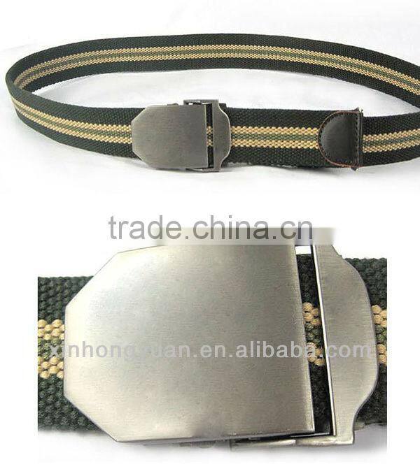 hot sell green strip alloy buckle military webbing belt