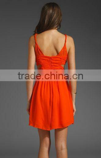 12DR113 UNLINED SUNSET SIDE CUT OUTS DRESS FASHIONABLE,NEW DESIGN DRESS