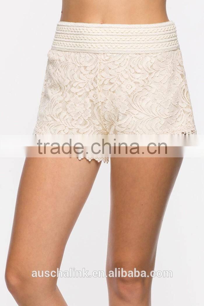 summer custom nice design women lace shorts OEM service