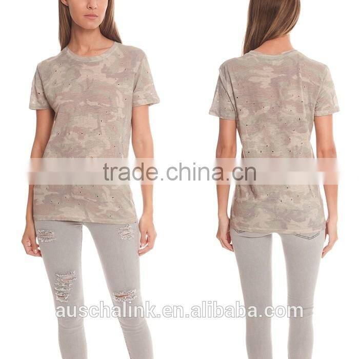 best selling lady sublimation camo t-shirt customized cheap price