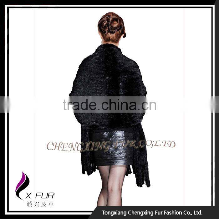 CX-B-M-25B Knitted Mink Fur Shawl Hot Sale / High Quality Women Mink Fur Cape