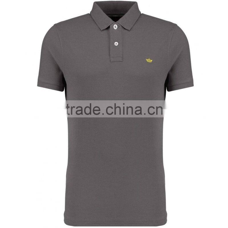 MGOO Fast Production Grey Plain Basic T shirts Mens Solid Plain Polo Ribbed Neck