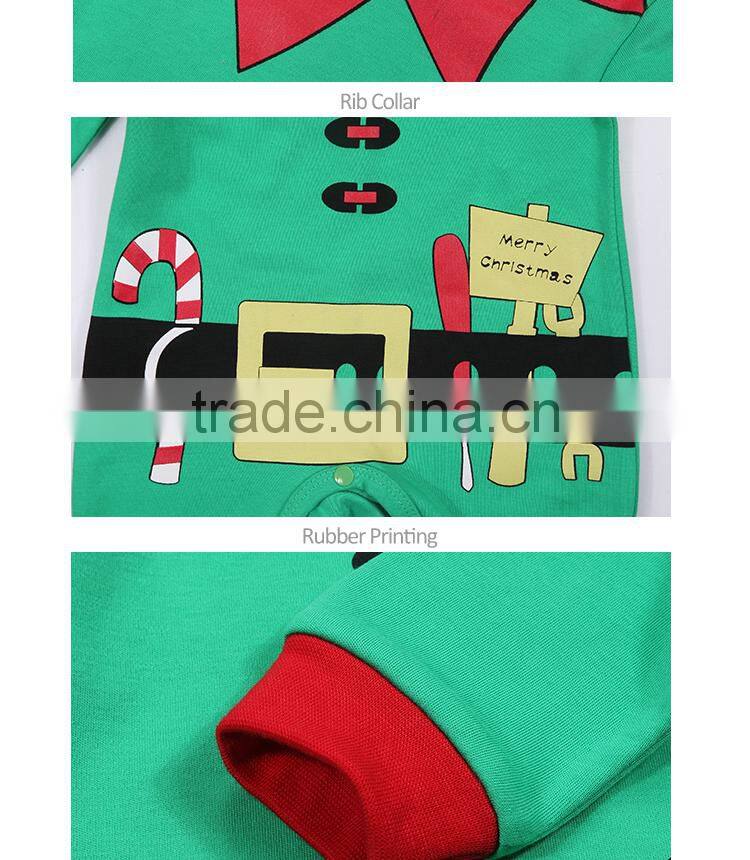 Red Green Father Christmas Footed Baby Christmas Romper Wholesale