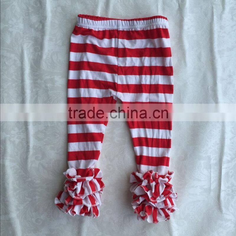 high quality baby boutique outfit girls christmas pattern outfit red and white stripe icing pants outfit