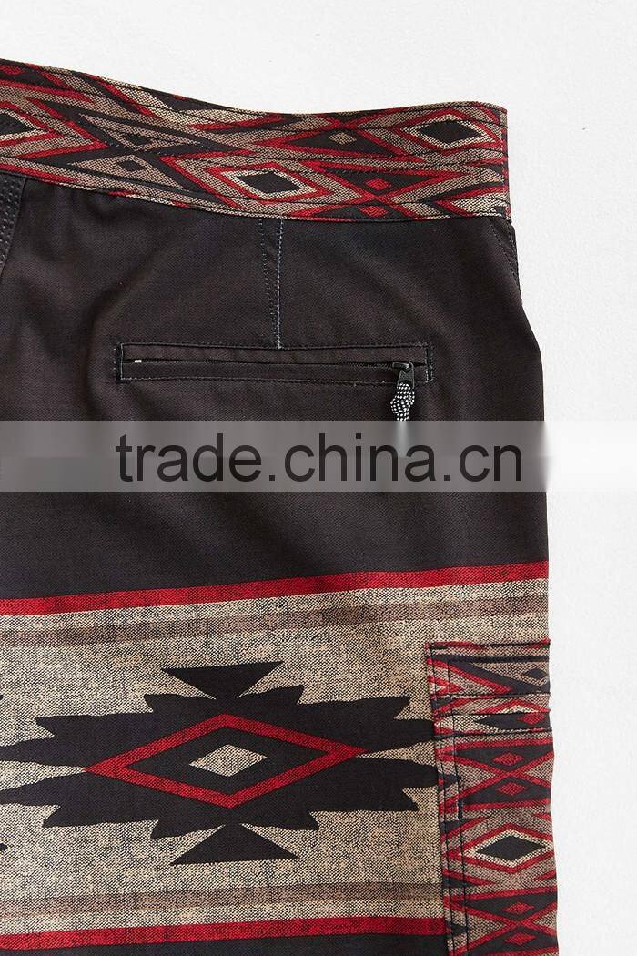 Water-resistant mens custom boardshorts in geometric pattern