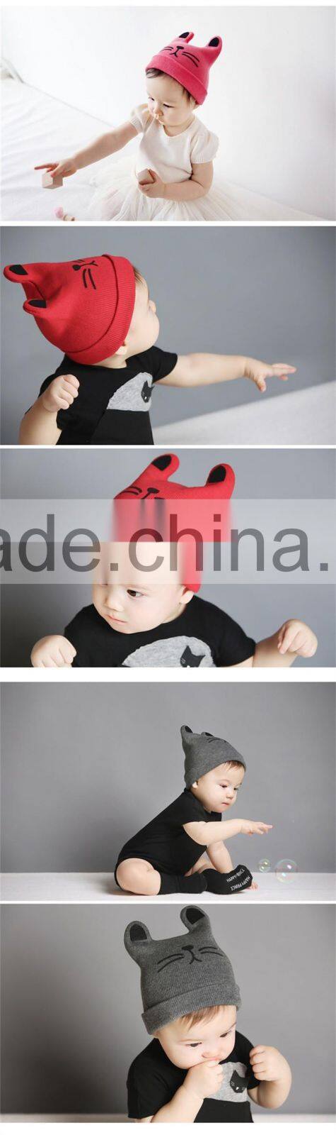 Cute Patten Design 100% Cotton Baby Winter Knitted Hat and Cap