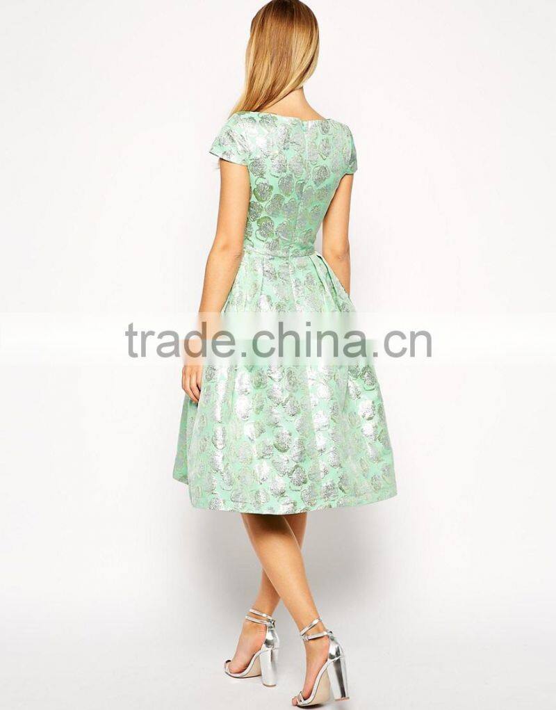 Deep Plunge Metallic Prom Dress