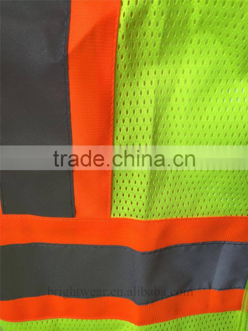 ANSI/ISEA107 hi vis mesh vest with reflective tape