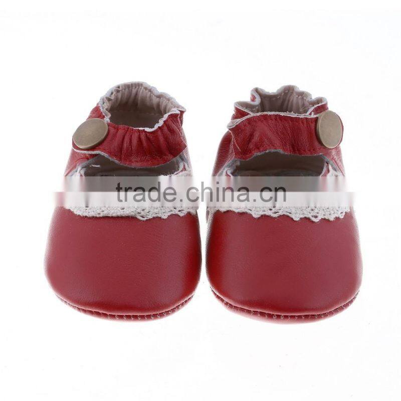 Lace decoration lovely baby girl moccs, leather baby girl leather moccasins