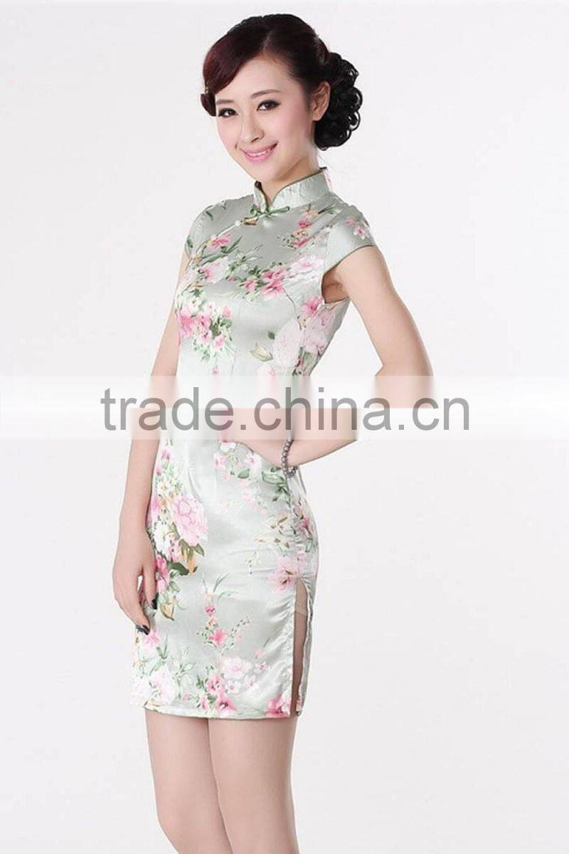 Womens satin printed classic dresses