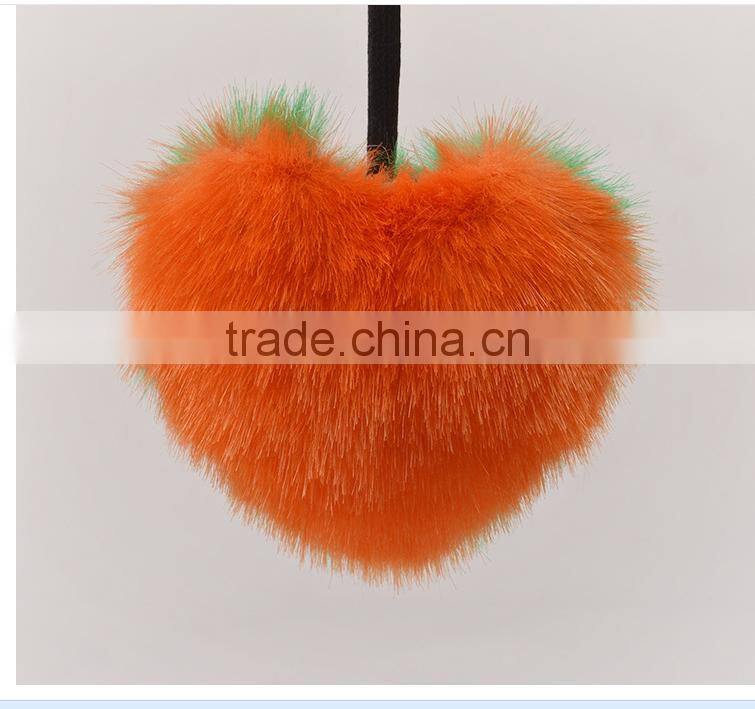 faux rabbit fur peach heart super Meng cell phone bag pendant key ring keychain special