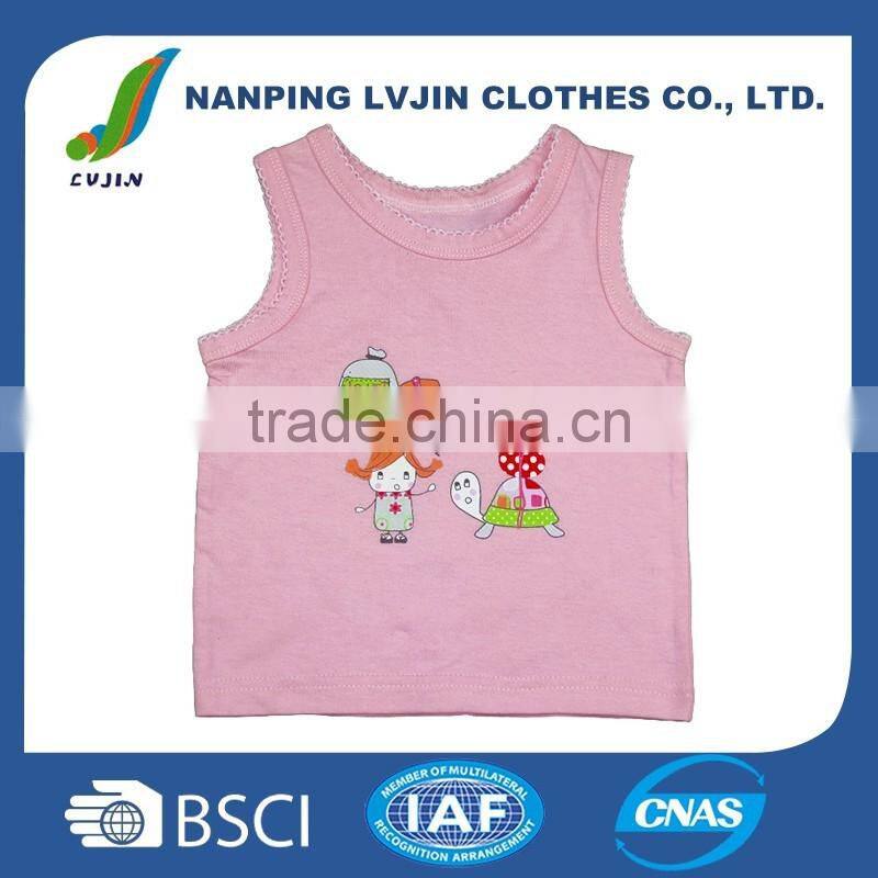 Baby Girls' Cotton Sleeveless T-shirts Pink,Summer Baby GirlsTees Clothes