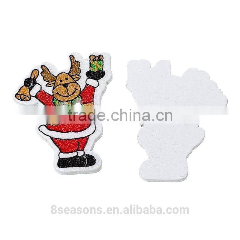 Wholesale 3.2cmx2.6cm Christmas Reindeer Two Holes Wood Button for Decorating