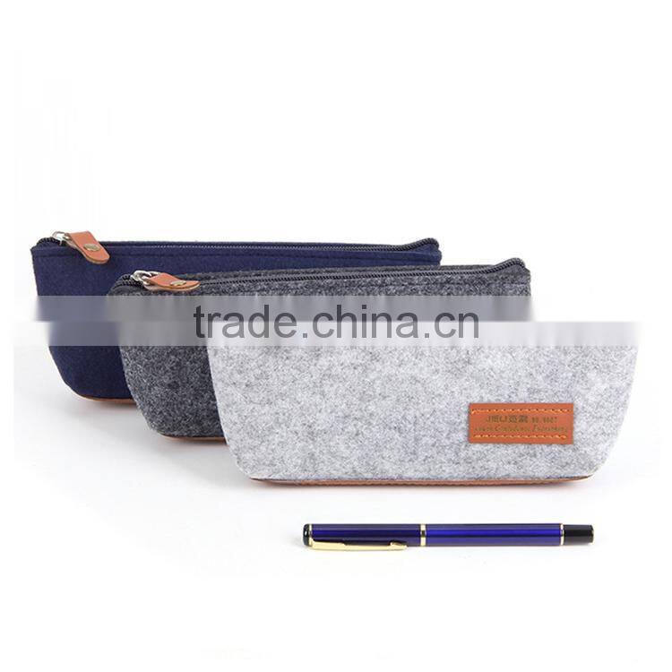 Cute simple large logo customs school felt pencil bag case