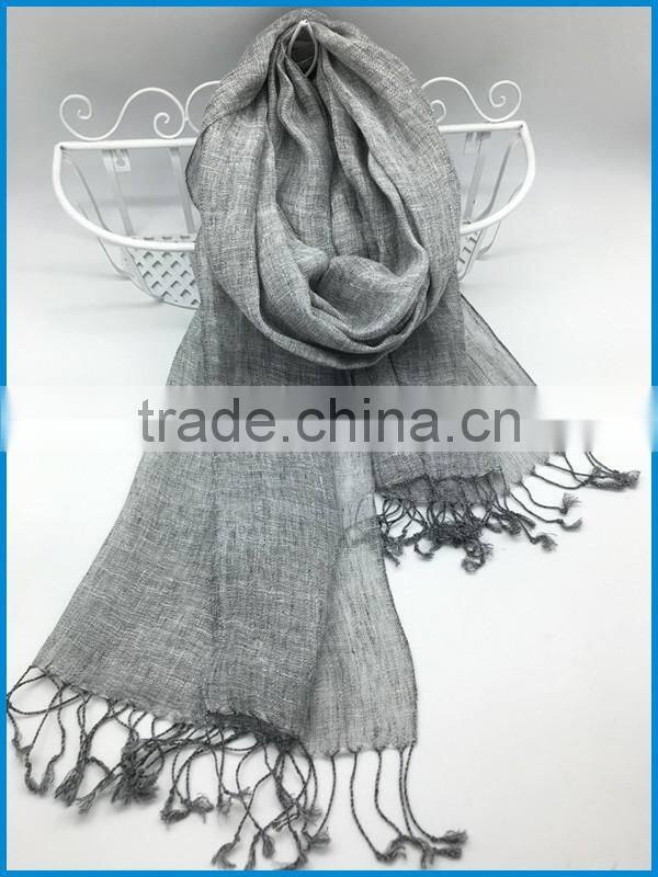 Wholesale 2017 new design lady's fashionable natural linen scarf