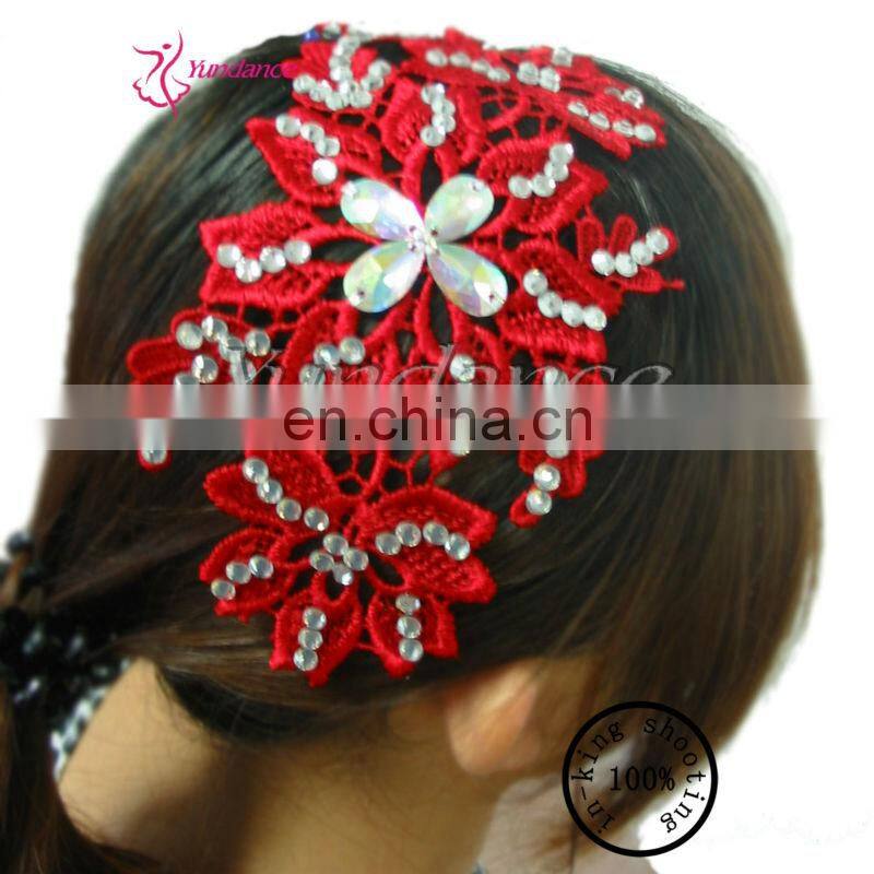 H-01 applique custom-made hair accessories with rhinestones for ballroom dance dress latin dance dress