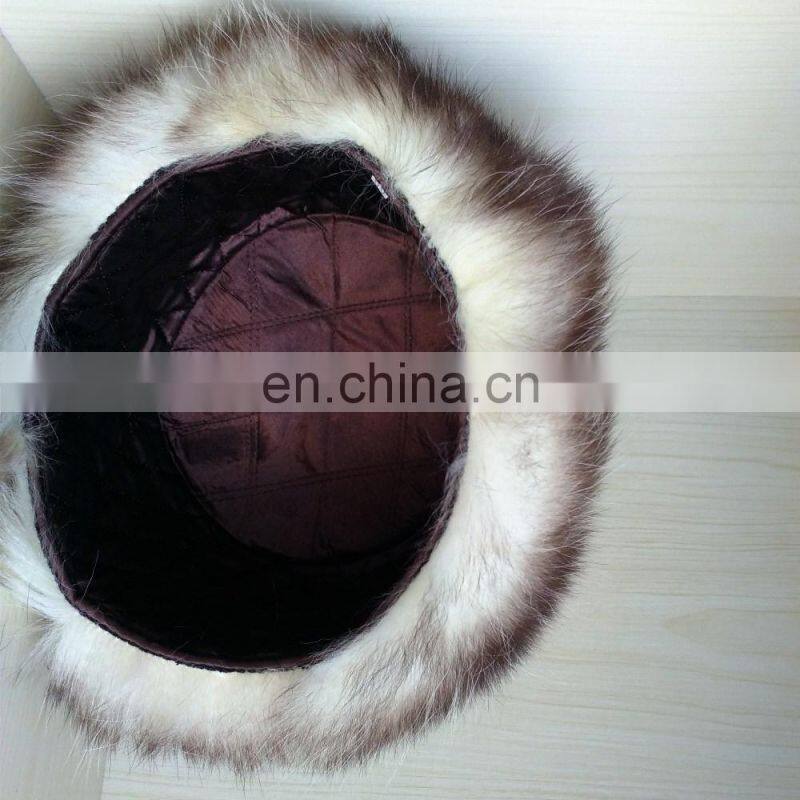 Real opossum fur round LEIFENG hat for russian style