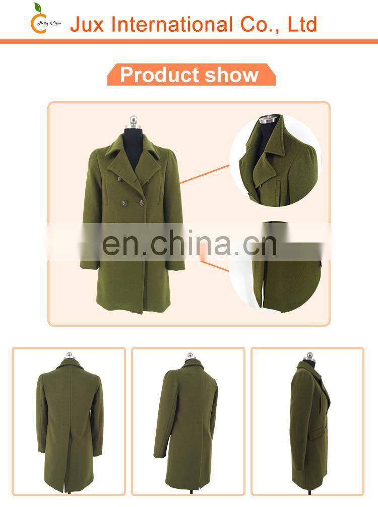 Wide lapels high back slit women wool coat