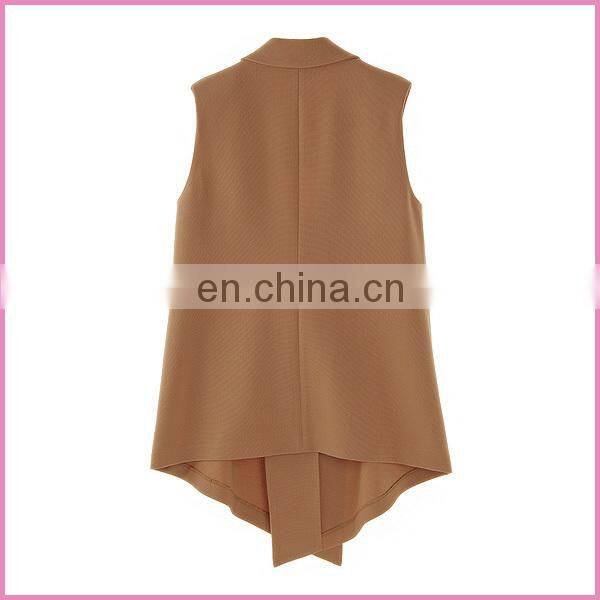 simple classic brown big collar sleeveless jacket suit vest
