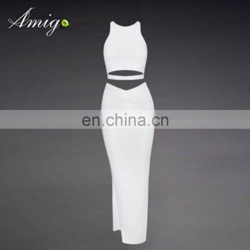 Whole sale high quality fashion long skirt with sleeveless tops for shopping or dating dress