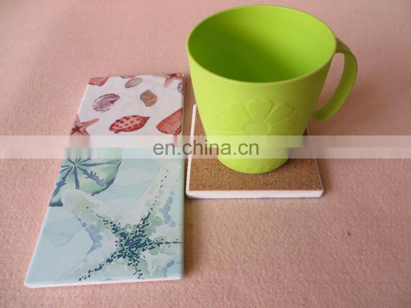 DIY sublimation ceramic serving set coaster, cork coaster backing