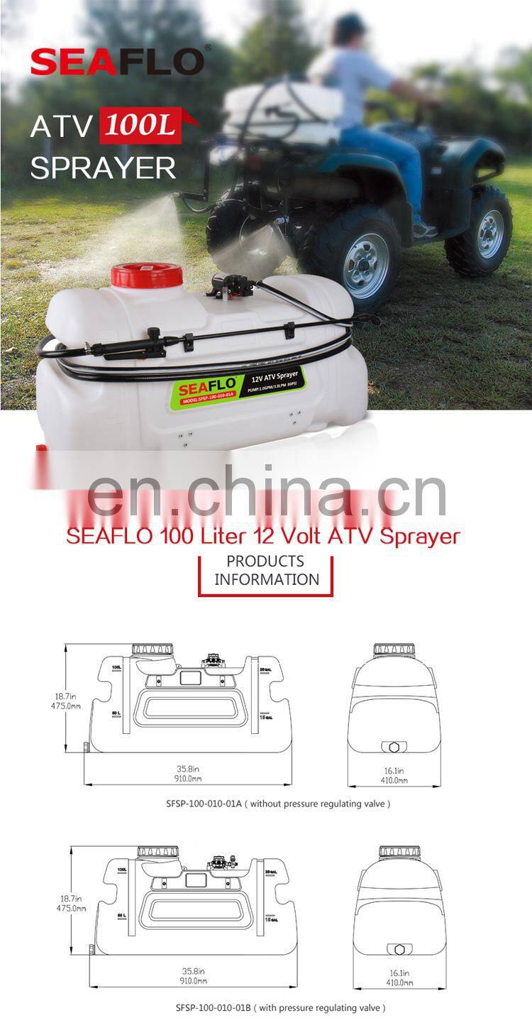 SEAFLO 3.1LPM Pump 80PSI ATV Boom Spot Sprayer 12V 100L Capacity