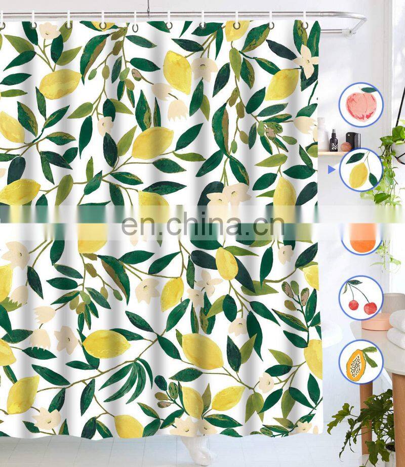 Fashion printing shower curtain green extra long