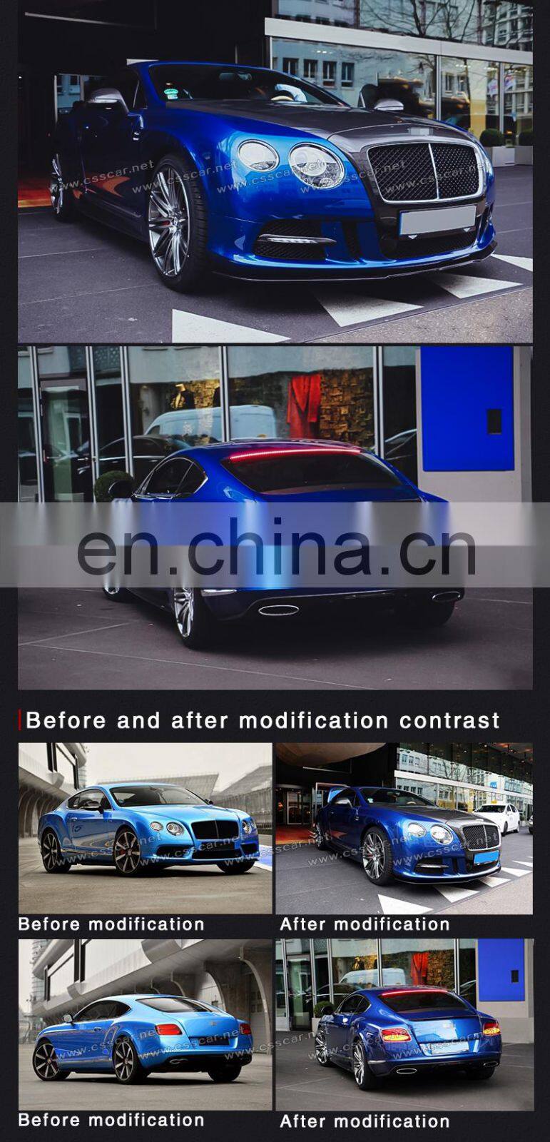 MS Style Carbon Fiber Car Side Skirts Exhaust Tips Rear Front Bumper Lip Suitable For Bentley Continental GT 2015 Body Kits