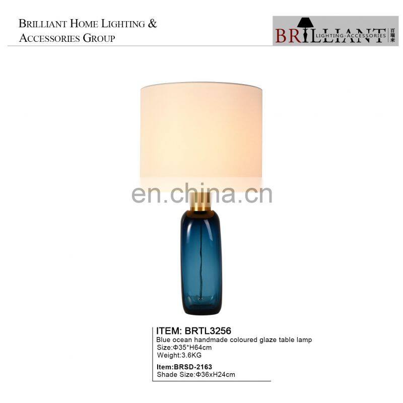 Blue ocean colored glaze glass vase lamp shade bed room lighting table lamp